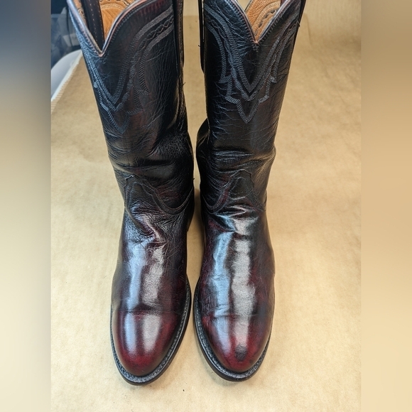 Lucchese Boots men's size 8.5D black cherry leather classic Western cowboy boots - Picture 2 of 13